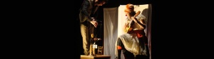 Kathy Morvan clown et Cyrille Nitkowski, marionnettiste dans "Y a pas de noyau dans le chocolat" - création 2014 de la Cie File en Scène