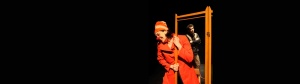 Kathy Morvan clown et Cyrille Nitkowski, marionnettiste dans "Y a pas de noyau dans le chocolat" - création 2014 de la Cie File en Scène