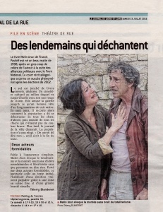 Article de journal Saone et Loire su 23 juillet 2016 - Matin Brun de Franck Pavloff